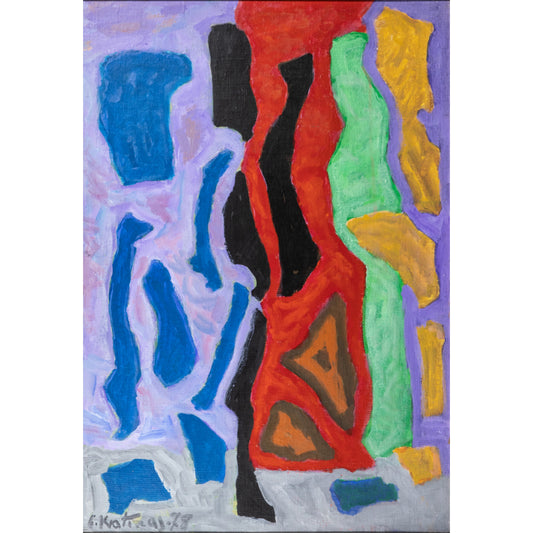 Leonas Katinas | Kompozicija, 1978 | Drobė ant kartono, akrilas, 70x50 (80.5x60.5)