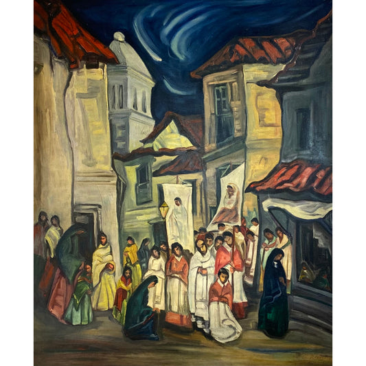 Jonas Rimša | Procession, a. 1955 | Oil on canvas, 105x89 (125x110)