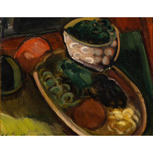 Antanas Gudaitis | Natiurmortas su daržovėmis, 1930 | Aliejus, drobė, 39x45.5 (51x58)