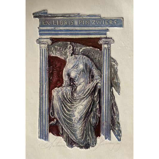 Antanas Kmieliauskas | Exlibris Pim Zwiers, 1995 | Paper, author's technique (coloured textile lithograph), 15x10 (37,5x24)