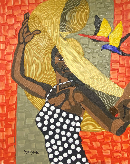 Daniel Gyekyi Gyan (Ghana) | Polka Do Dress, 2023 | Canvas, acrylic, 124×100