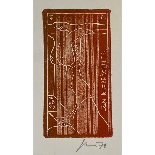 Vincas Kisarauskas | Ekslibris J. Rhebergen jr, 1976 | Ofortas, 6,5x8 (14.7x14.7)