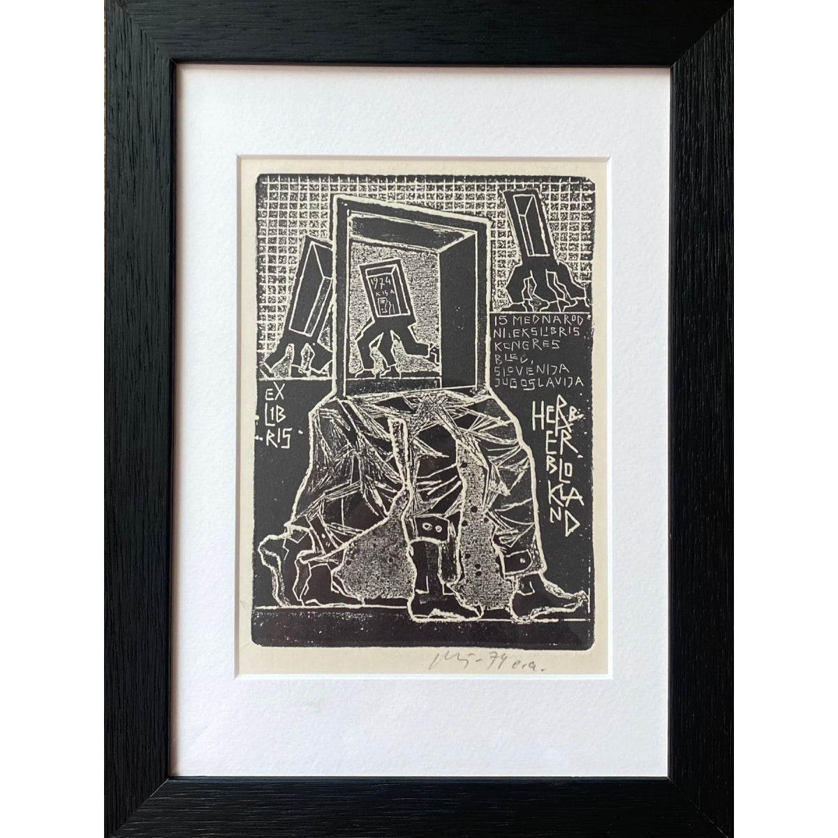 Vincas Kisarauskas | Ekslibris Herber Blokland, 1974 | Ofortas, 13,5x9,7 (24x18)