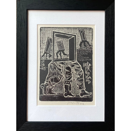 Vincas Kisarauskas | Ekslibris Herber Blokland, 1974 | Ofortas, 13,5x9,7 (24x18)