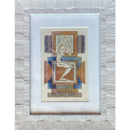 Antanas Kmieliauskas | Ex Libris Herber Blokland, 1974 | Paper, author's technique (coloured textile lithograph), 13,3x8,5 (26x20)