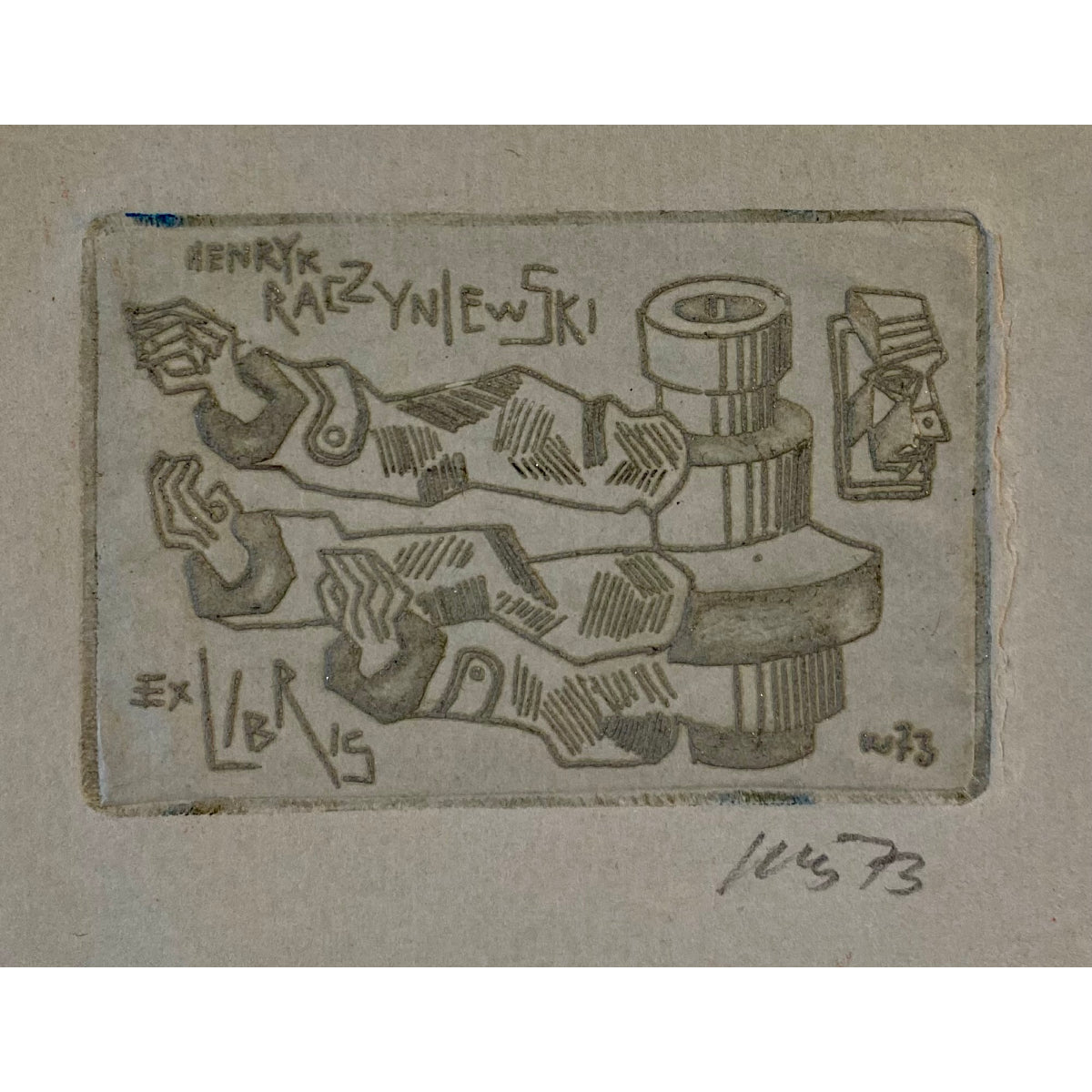 Vincas Kisarauskas | Ekslibris Henryk Raczyniewski, 1973 | Ofortas, 5,5x8,3 (13x17)