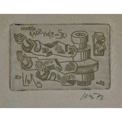 Vincas Kisarauskas | Ekslibris Henryk Raczyniewski, 1973 | Ofortas, 5,5x8,3 (13x17)