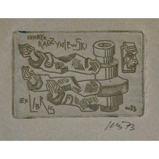 Vincas Kisarauskas | Ekslibris Henryk Raczyniewski, 1973 | Ofortas, 5,5x8,3 (13x17)