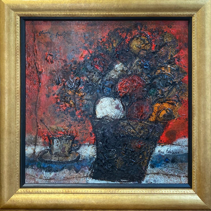 Theo Tobiasse | Fleurs et Fruits / Gelės ir vaisiai, 1967 | Drobė, aliejus, 40,5x40,5 (50x50)