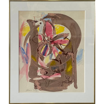 Pranas Lapė | Composition with Sand I, 1985–1995 | Paper, mixed media, sand,, 60x49 (76x63)