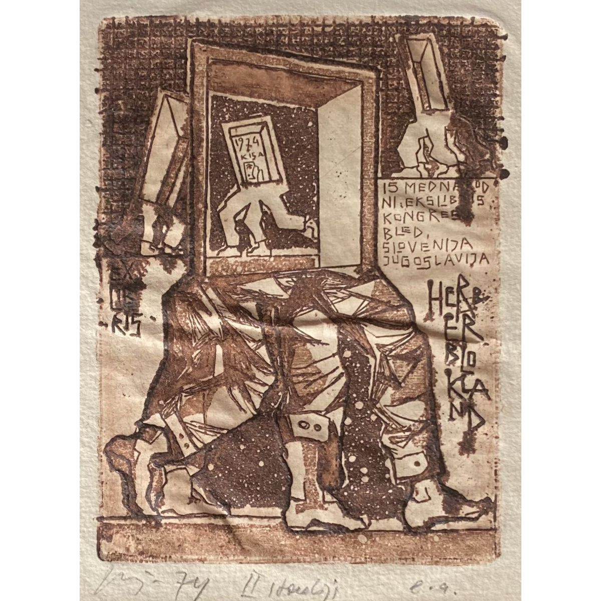Vincas Kisarauskas | Ex Libris Herber Blokland, 1974 | Etching, 13x9,7 (21x21)