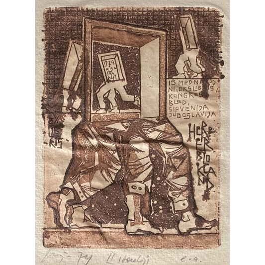 Vincas Kisarauskas | Ex Libris Herber Blokland, 1974 | Etching, 13x9,7 (21x21)