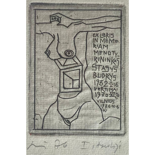 Vincas Kisarauskas | Ex Libris Stasys Budrys, 1976 | Etching, 8,2x6 (17,7x13)