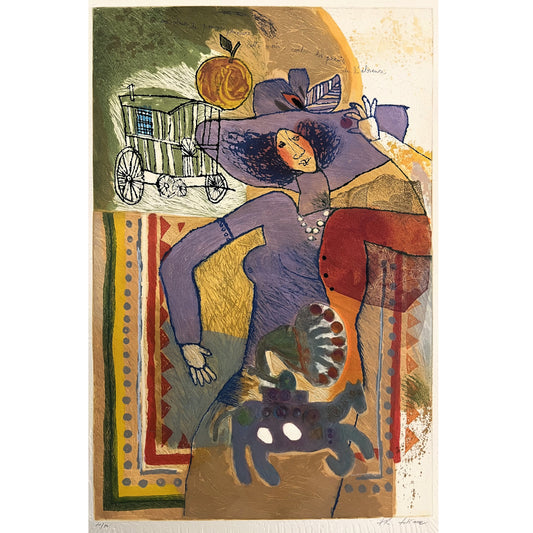 Theo Tobiasse | Une odeur de pomme première cette main contre les parois de l'absence / Pirmojo obuolio kvapas, ši ranka priešais nebuvimo sienas | Akvatinta, karborundas, popierius, 104x69( 136x97.5)