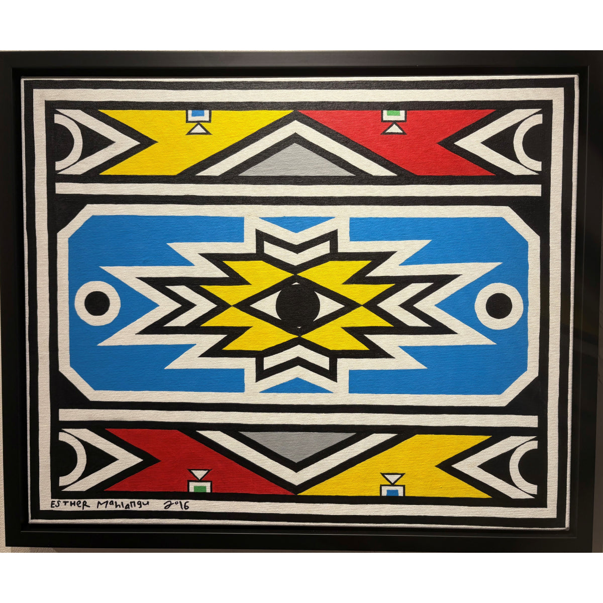 Esther Mahlangu (b. 1935, South Africa) | Ndebele Pattern, 2016 | Acrylic on canvas, 55x67 (60x72)