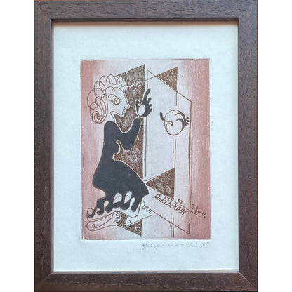 Saulė Kisarauskienė | Ex Libris Dr. Plabuhn, 1995 | Etching, 13,7x10 (22x17)