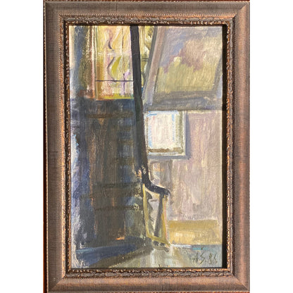 Arvydas Šaltenis | Laiptai (Vienožinskio m-la), 1986 | Aliejus, kartonas, 50x33
