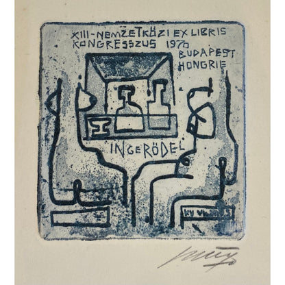 Vincas Kisarauskas | Ex Libris Inge Rödel, 1970 | Etching, 6,6x6,4 (14,8x14,8)