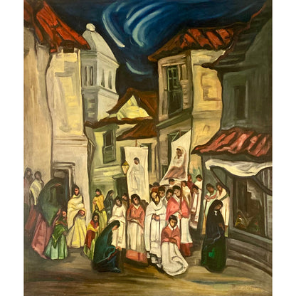 Jonas Rimša | Andean Miserere, a. 1955 | Oil on canvas, 105x89 (125x110)