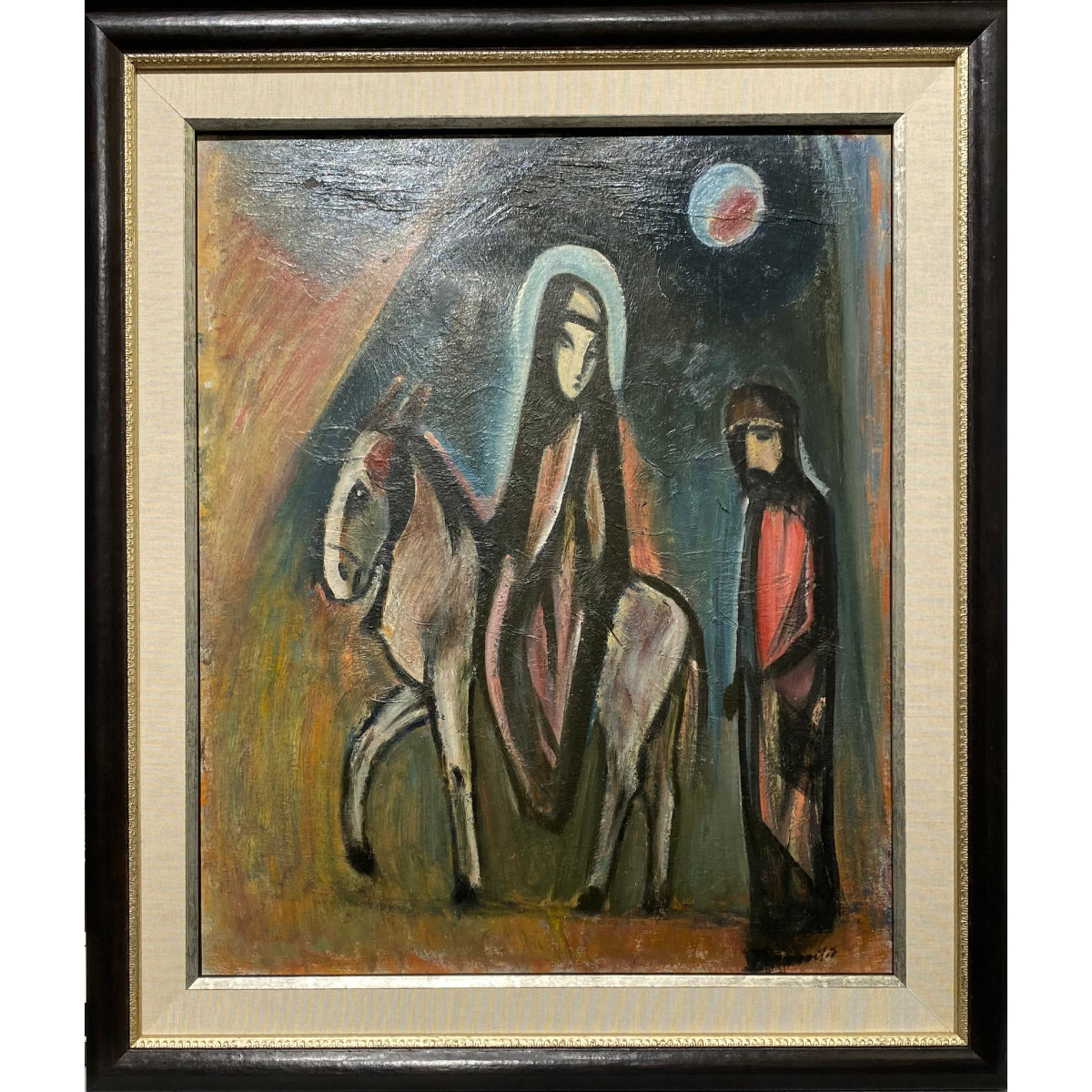 Pranas Domšaitis | The Flight to Egypt / Pabėgimas į Egiptą, 1953 | Aliejus kartonas, 73x62 (91x78)