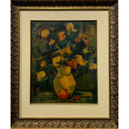 Jonas Rimša | Vaza su gėlėmis | Akvarėlė, popierius, 50x40 (75x63,5)