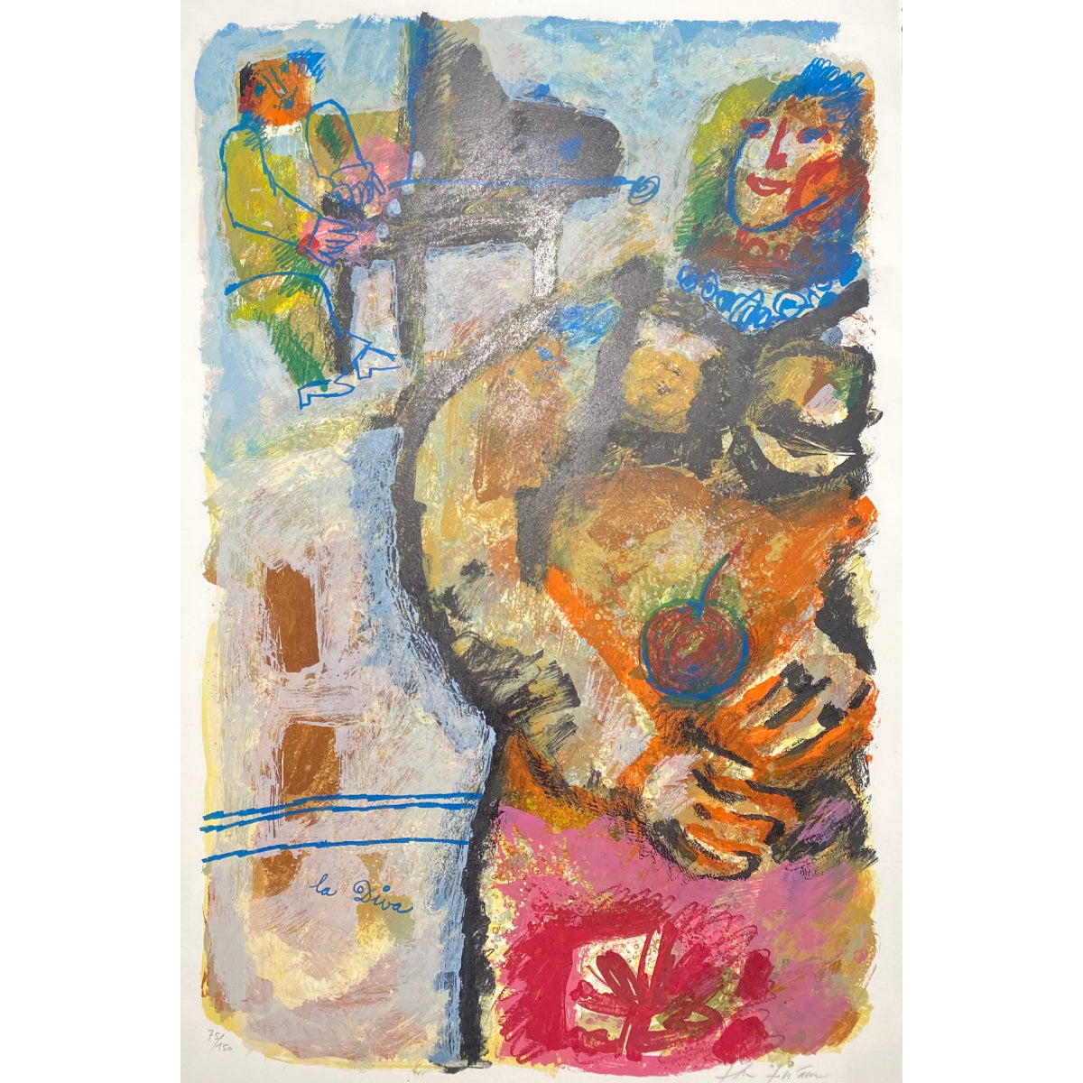Theo Tobiasse | Operos solistė / La Diva, a. 1980| Litografija, 86x56 (104x73)