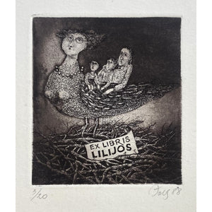 Nijolė Šaltenytė | Ex Libris Lilijai, 1988 | Etching, 3/20, 8x7 (21x16)
