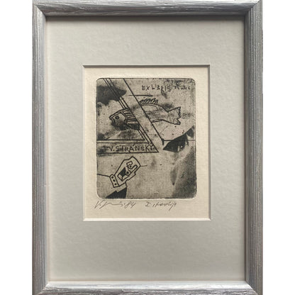 Vincas Kisarauskas | Ex Libris V. Stransky, 1984 | Etching, 8,9x7,3 (21,5x16,5)