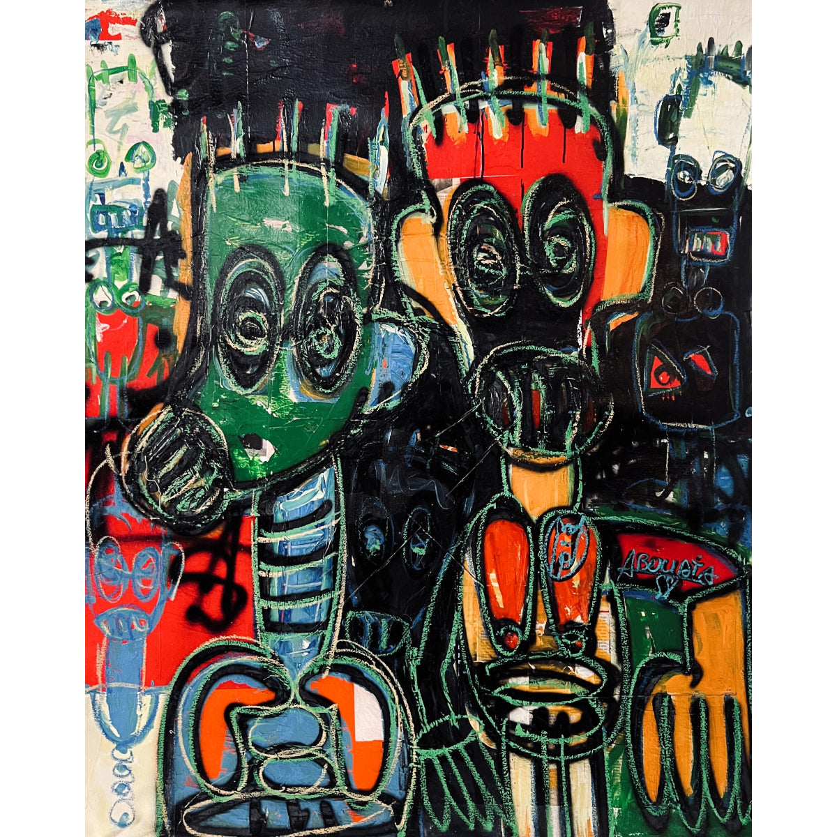 Aboudia (Ivory Coast) | Nouchi Spirits, 2022 | Acrylic, mixed media on canvas, 149x120.5 (152x123.5)