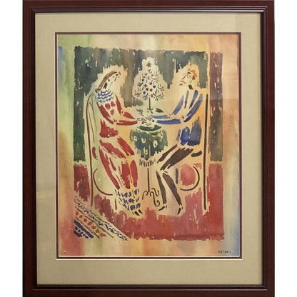 Vytautas Kasiulis | Sulaukus švenčių | Guašas, popierius, 56x44 (72.5x60,5)