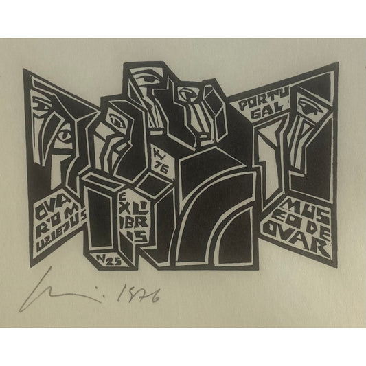 Vincas Kisarauskas | Ekslibrisas Ovaro muziejus Portugalijoje, 1976 | Ofortas, 6,1x9,1 (17x17)