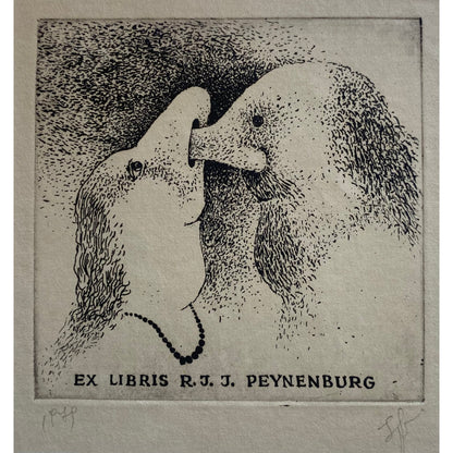 Stasys Eidrigevičius | Ekslibris R.J.J. Peynenburg, 1979 | Ofortas, 7,8x7,8 (15,8x15,8)