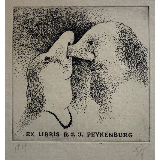 Stasys Eidrigevičius | Ekslibris R.J.J. Peynenburg, 1979 | Ofortas, 7,8x7,8 (15,8x15,8)