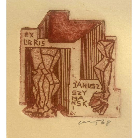 Vincas Kisarauskas | Ekslibrisas Janusz Szymanski, 1968 | Ofortas, 6x5,7 (16,5x16,5)