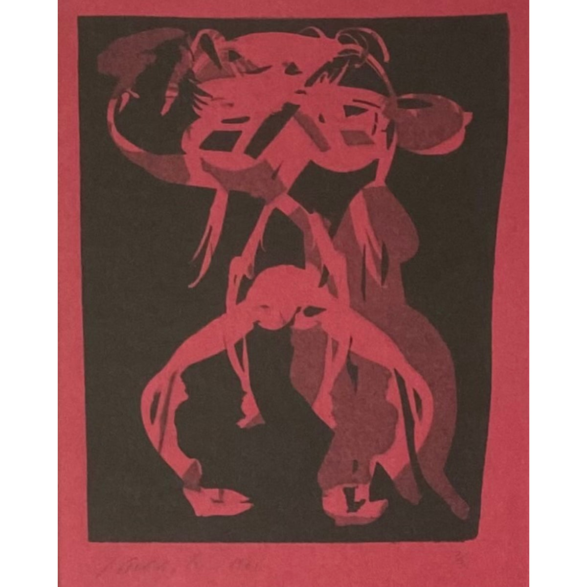 Adolfas Vaičaitis | Brumbies, 1965 | Linocut, 7/35, 21.5x17.9 (38,5x33)