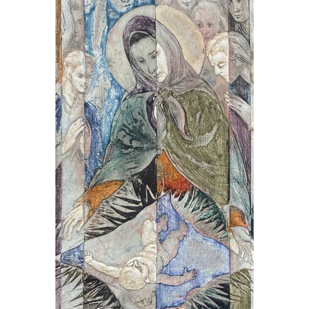 Antanas Kmieliauskas | Greeting card to P.F. 1996 | Paper, author's technique (coloured textile lithograph), 14,5x7,5