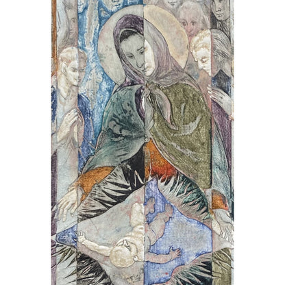 Antanas Kmieliauskas | Greeting card to P.F. 1996 | Paper, author's technique (coloured textile lithograph), 14,5x7,5