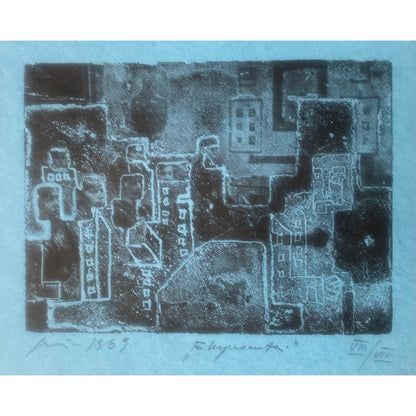Vincas Kisarauskas | Exprompts, 1969 | Etching, 12x16 (21x27)