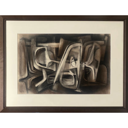 Samuel Bak | Abstract, 1957 | Mixed media on paper, 33x50 (52x69)