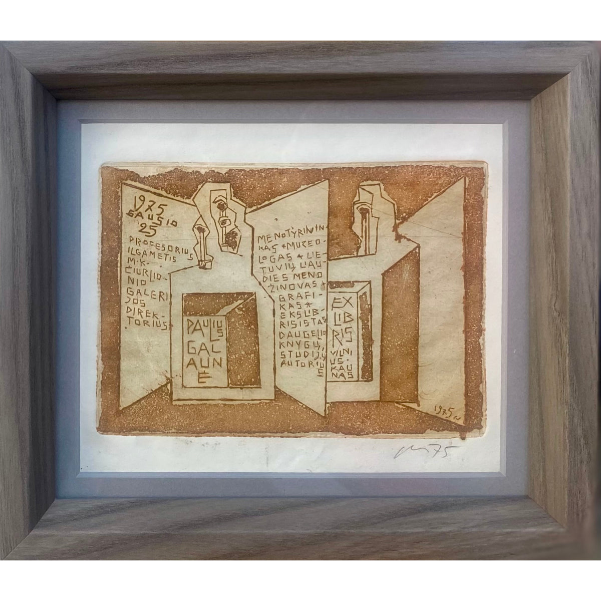 Vincas Kisarauskas | Ekslibris Paulius Galaunė, 1975 | Ofortas, 9,7x13,5 (17,5x20)