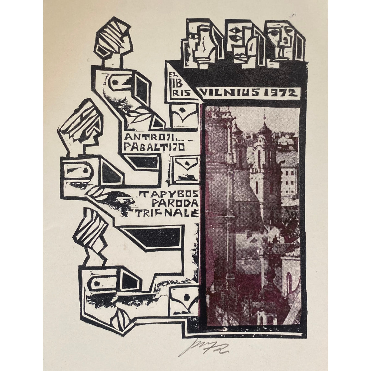 Vincas Kisarauskas | Ex Libris The Second Baltic Painting Triennial, 1972 | Etching, 14,2x11 (20x15)