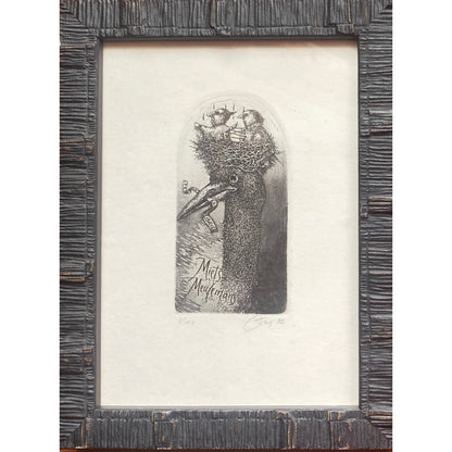 Nijolė Šaltenytė | Ekslibris Miets Meulemans, 1992 | Ofortas, akvatinta, 5/100, 10,5x5,5 (21x16)