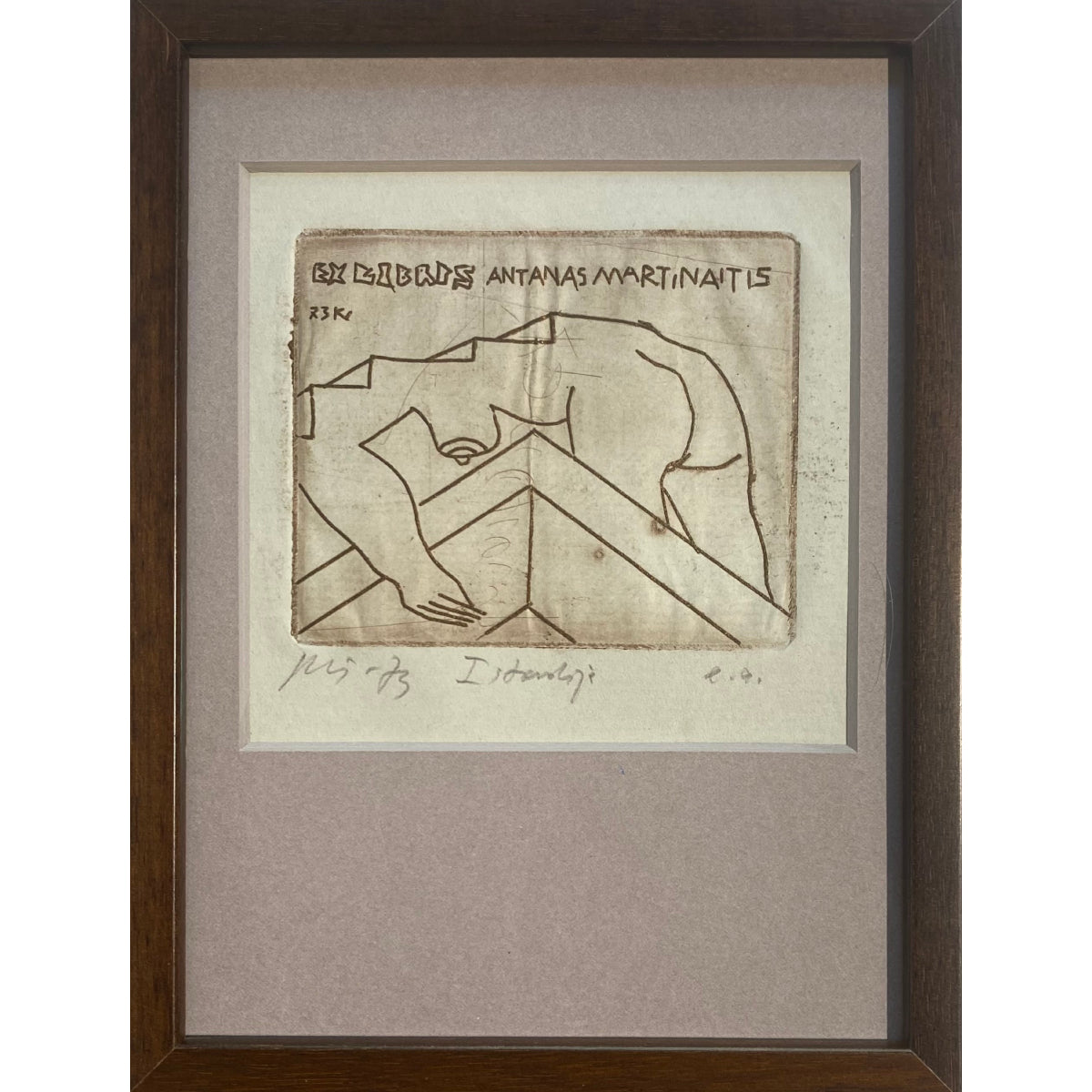 Vincas Kisarauskas | Ex Libris Antanas Martinaitis, 1973 | Etching, 7,3x9 (19x14,5)