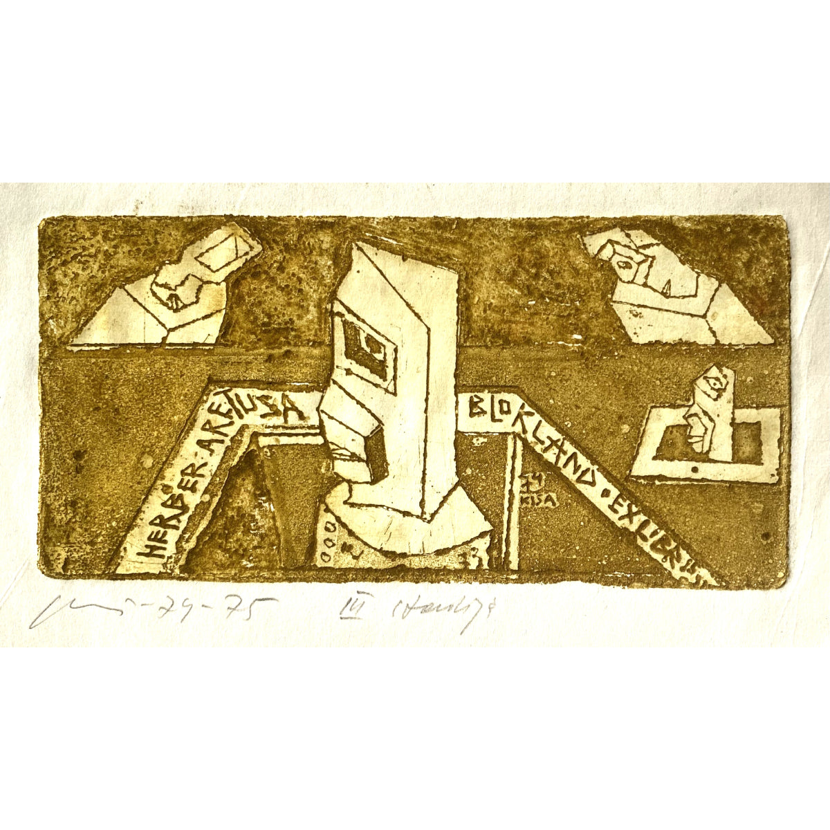 Vincas Kisarauskas | Ex Libris Herber Blokland, 1974-75 | Etching, 6,6x13,3 (16x21)
