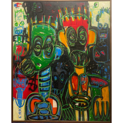 Aboudia (Ivory Coast) | Nouchi Spirits, 2022 | Acrylic, mixed media on canvas, 149x120.5 (152x123.5)