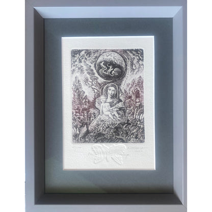 Marius Liugaila | Ekslibrisas Dr Christina Dalla Valle, 2000 | Popierius, ofortas, mecotintas, 12,2x9,5 (21x27)