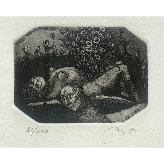 Nijolė Šaltenytė | Ekslibris Wout Meulemans, 1992 | Ofortas, akvatinta, 26/100, 6x8 (16x21)