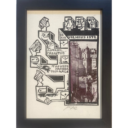 Vincas Kisarauskas | Ex Libris The Second Baltic Painting Triennial, 1972 | Etching, 14,2x11 (20x15)