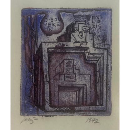 Vincas Kisarauskas | Ex Libris J. Souverein, 1972 | Etching, 9,6x8 (21x15.5)