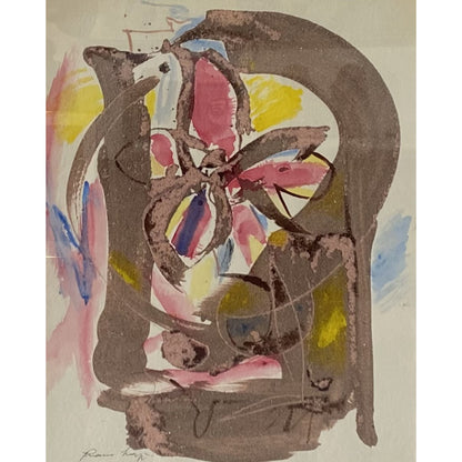 Pranas Lapė | Composition with Sand I, 1985–1995 | Paper, mixed media, sand,, 60x49 (76x63)